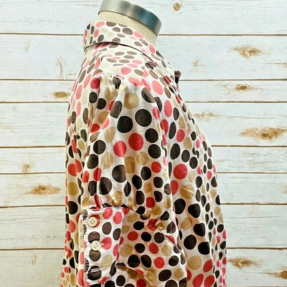 APT. 9 Women Short Sleeve Button Down Collared Brown Polka Dots Shirt Plus Sz 1X - Picture 8 of 12
